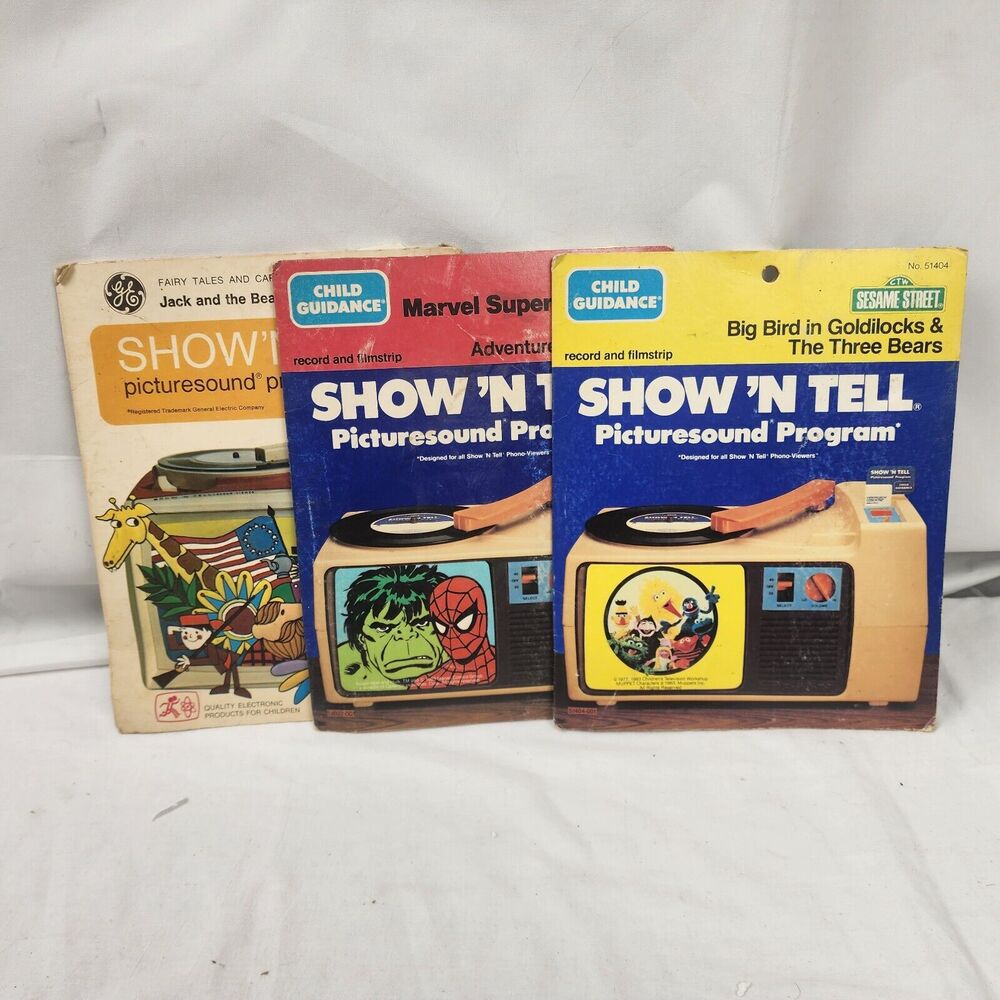 3 Vintage Show N Tell Records GE & Child Guidance Picturesound Program Story Lot